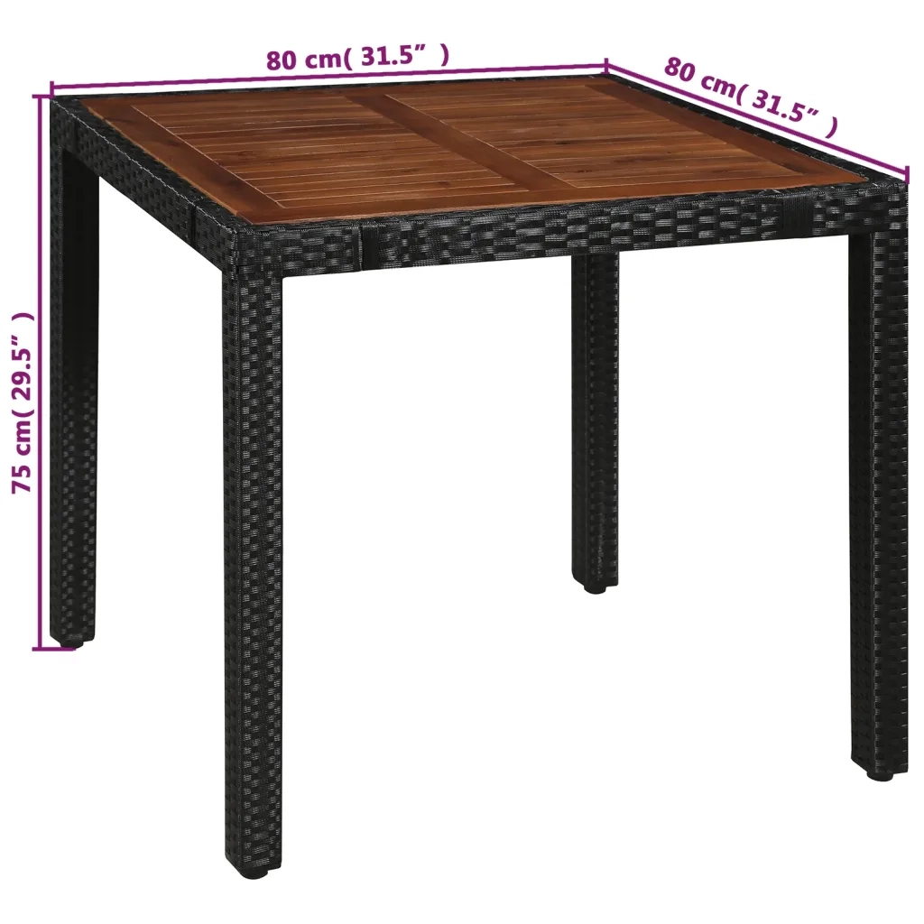 Set da Pranzo da Giardino 5 pz | Set Salotto da Giardino in Polyrattan e Acacia Nero