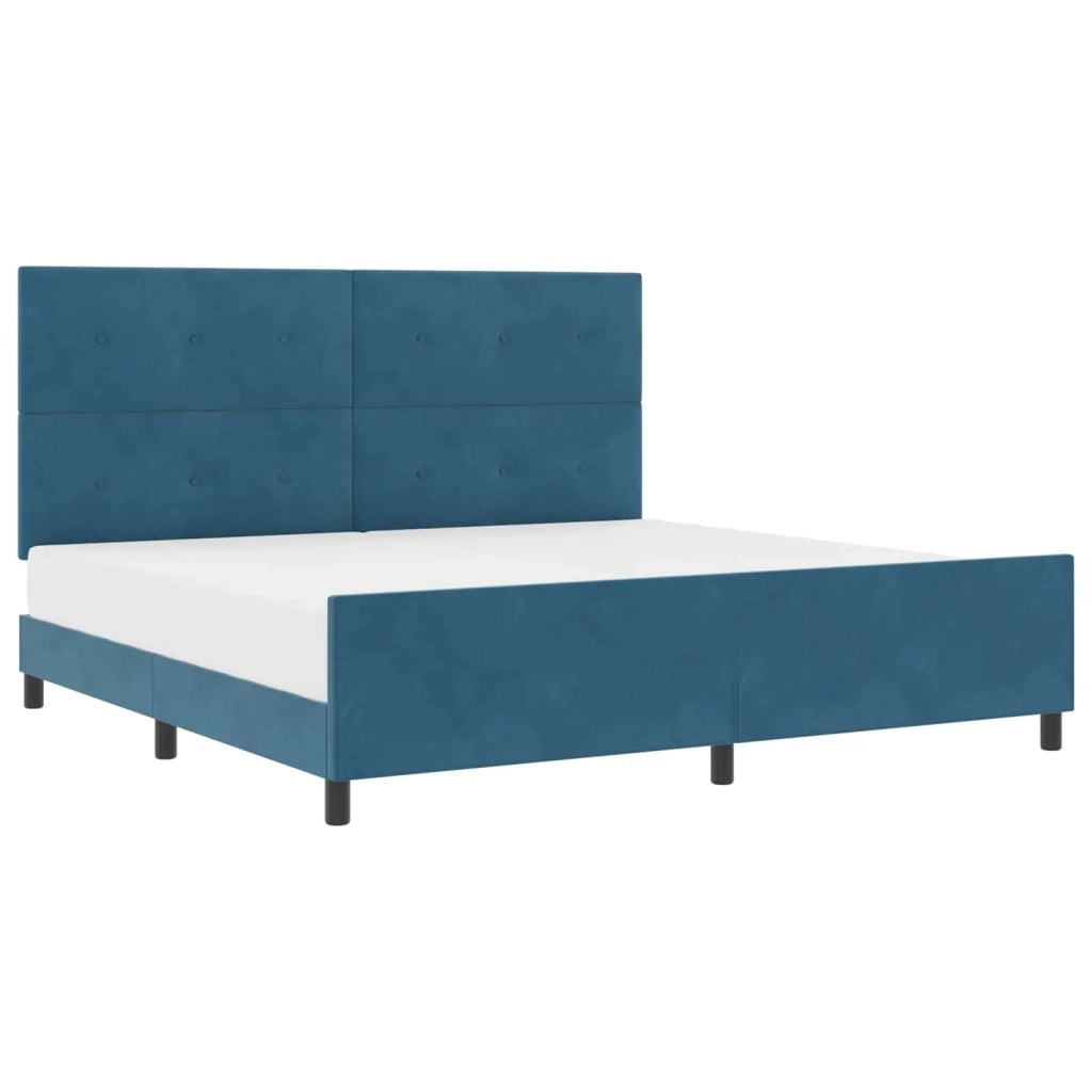 Letto a molle con testiera Blu Scuro 200 x 200 cm Velluto 3344967