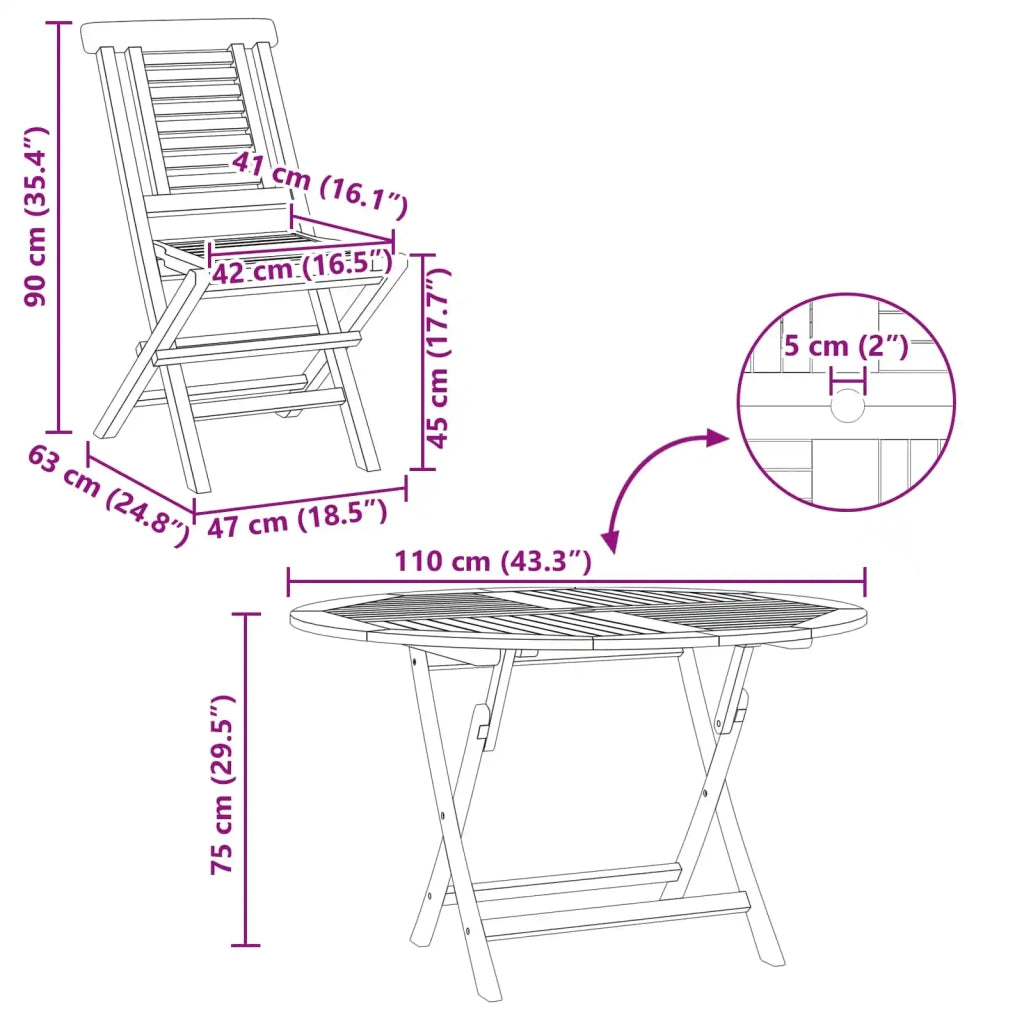 Set da Giardino 5 pz Marrone Legno di teak solido 3437368