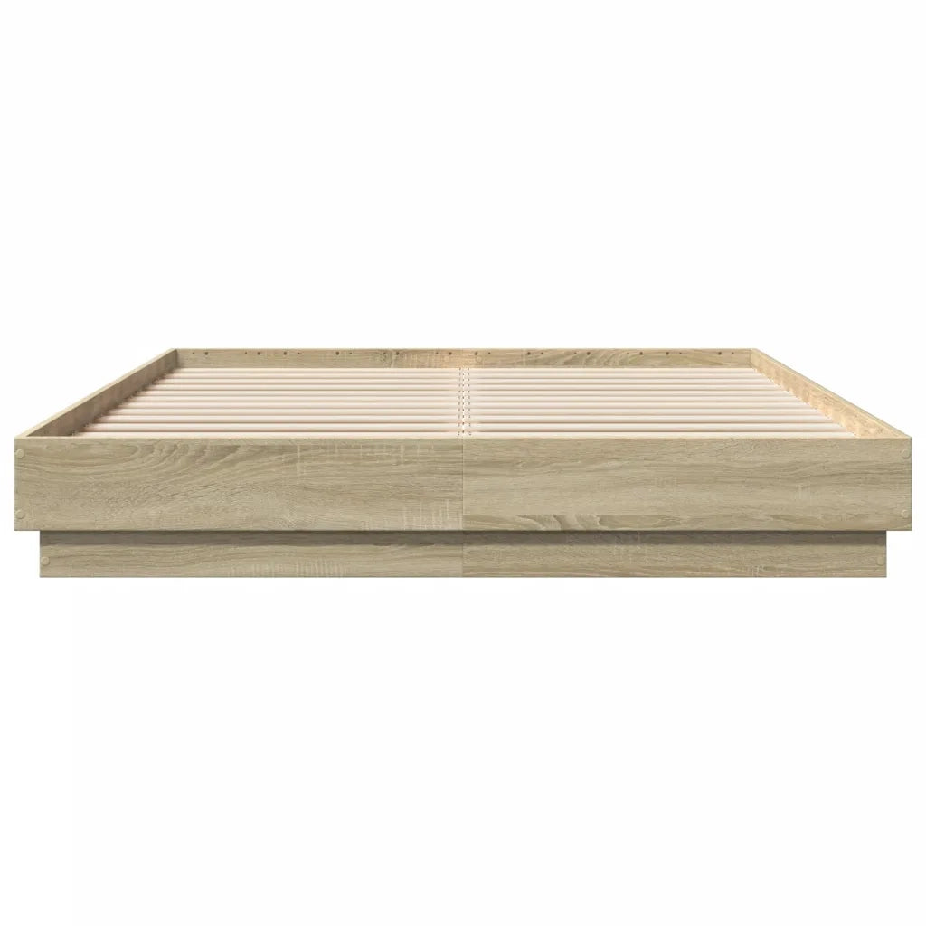 Giroletto con Luci LED-Struttura Letto Rovere Sonoma 160x200 cm