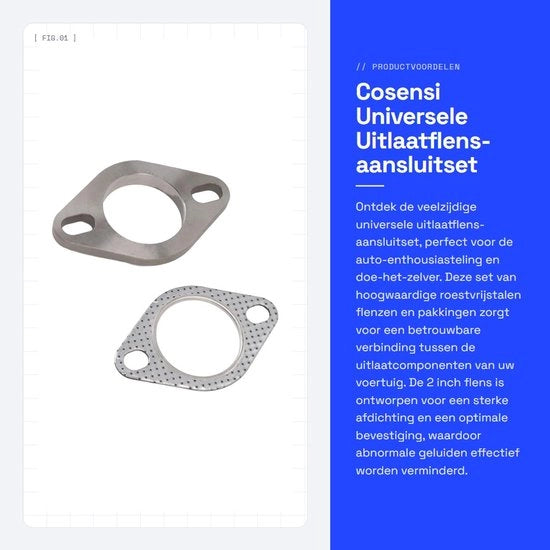 Flessa di scarico Universale in Acciaio Inossidabile - 2 Pollici - 2 Connettori - Aderenza - Universale - Miglioramento della Comfort di Guida - Connettore di Scarico