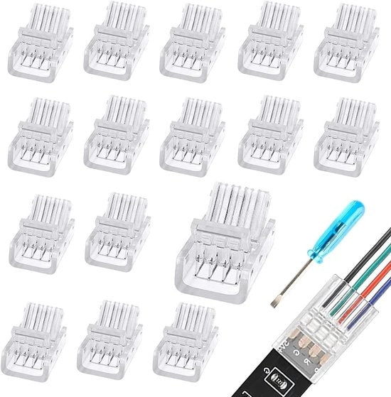 Connettori per Strisce LED a 4 Pin - Set da 16 pezzi - Solderatura Facile - Adatti per SMD 5050/3528 - Accessori