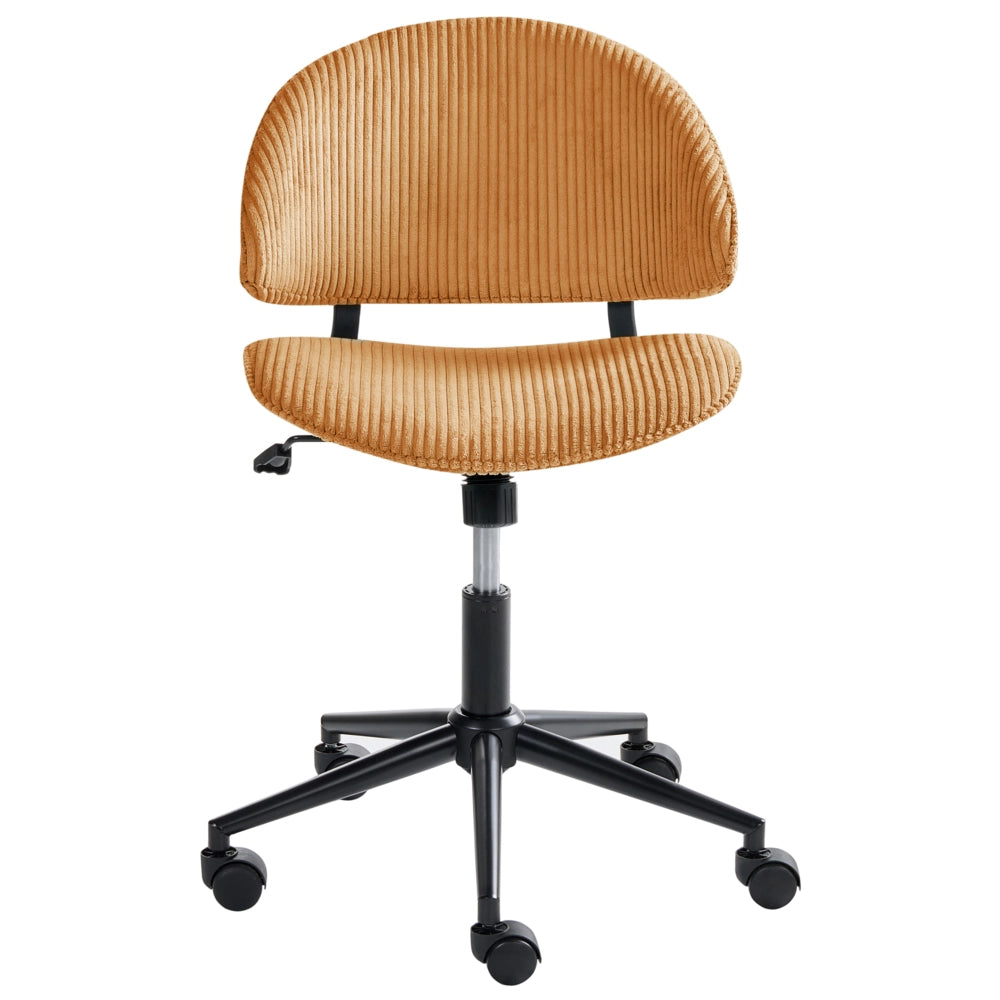 Sedia da ufficio arancione con seduta e schienale in velluto a coste girevole regolabile in altezza moderna per ufficio domestico