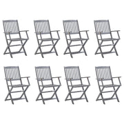 Sedie da Giardino Pieghevoli 8 pz con Cuscini Massello Acacia 3078286