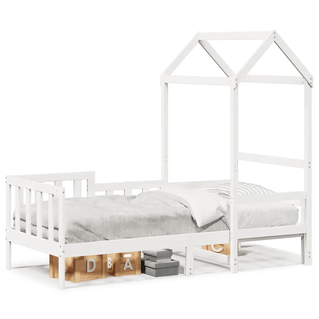 Dormeuse con Tetto 80x200 cm Bianco in Legno Massello di Pino
