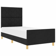 Letto singolo | Letto per adulti | Struttura del letto con testiera Nero 100 x 200 cm Tessuto