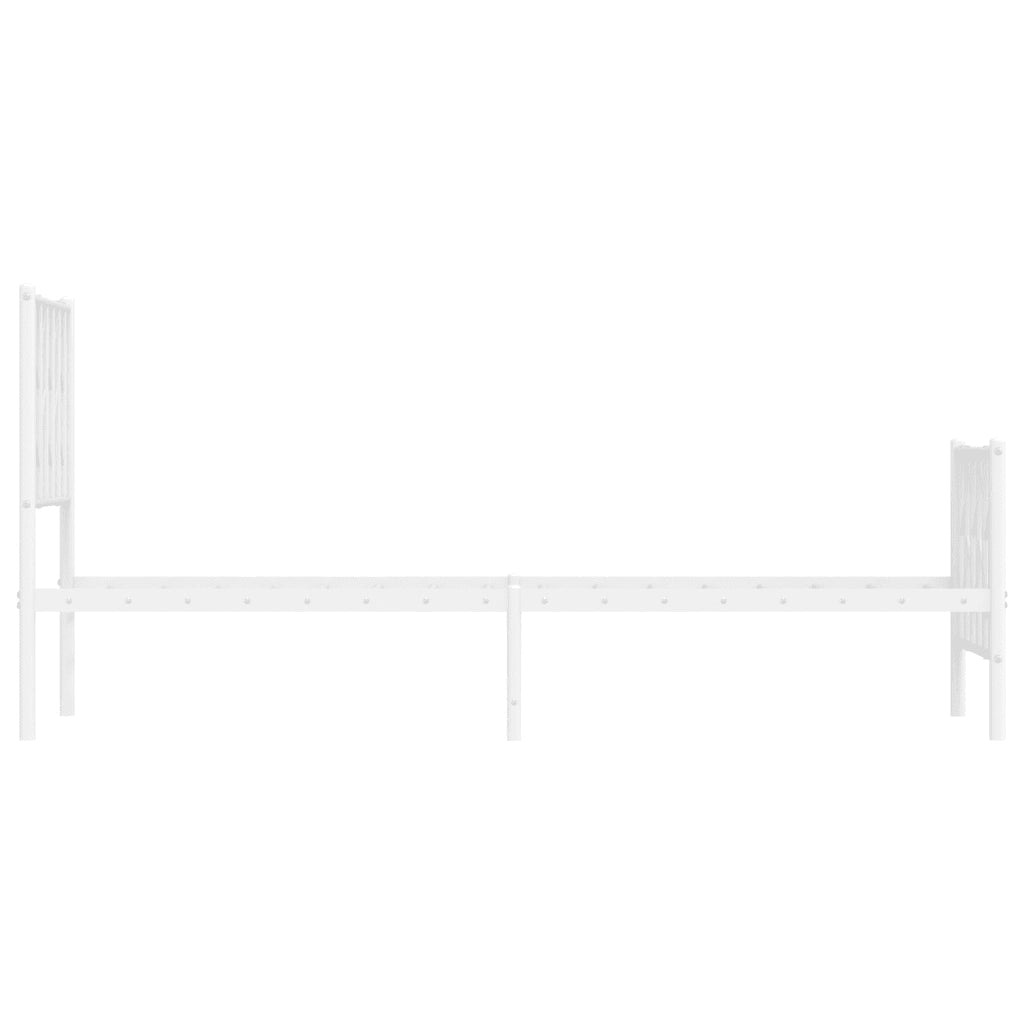 Letto singolo | Letto per adulti | Giroletto con Testiera e Pediera Metallo Bianco 75x190 cm