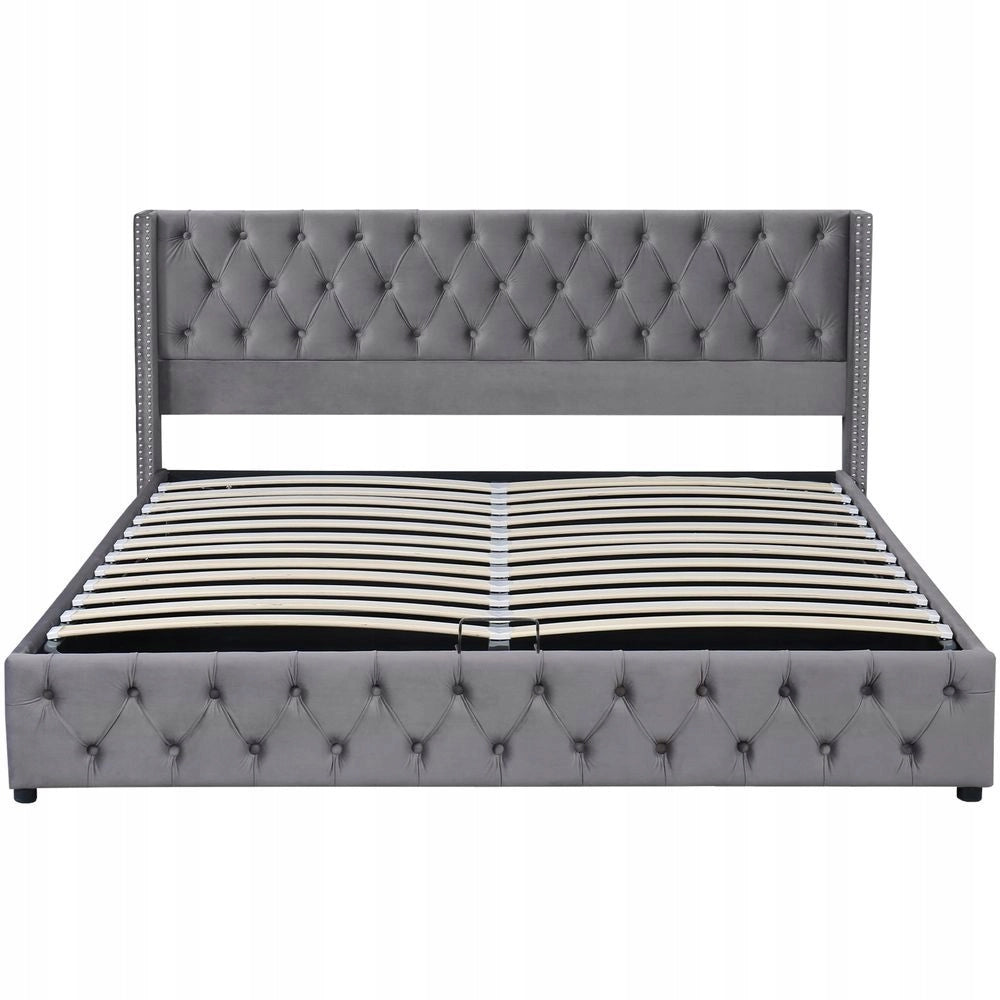 Letto con contenitore 140x190cm - Xylo - Trapuntato meccanismo idraulico grigio