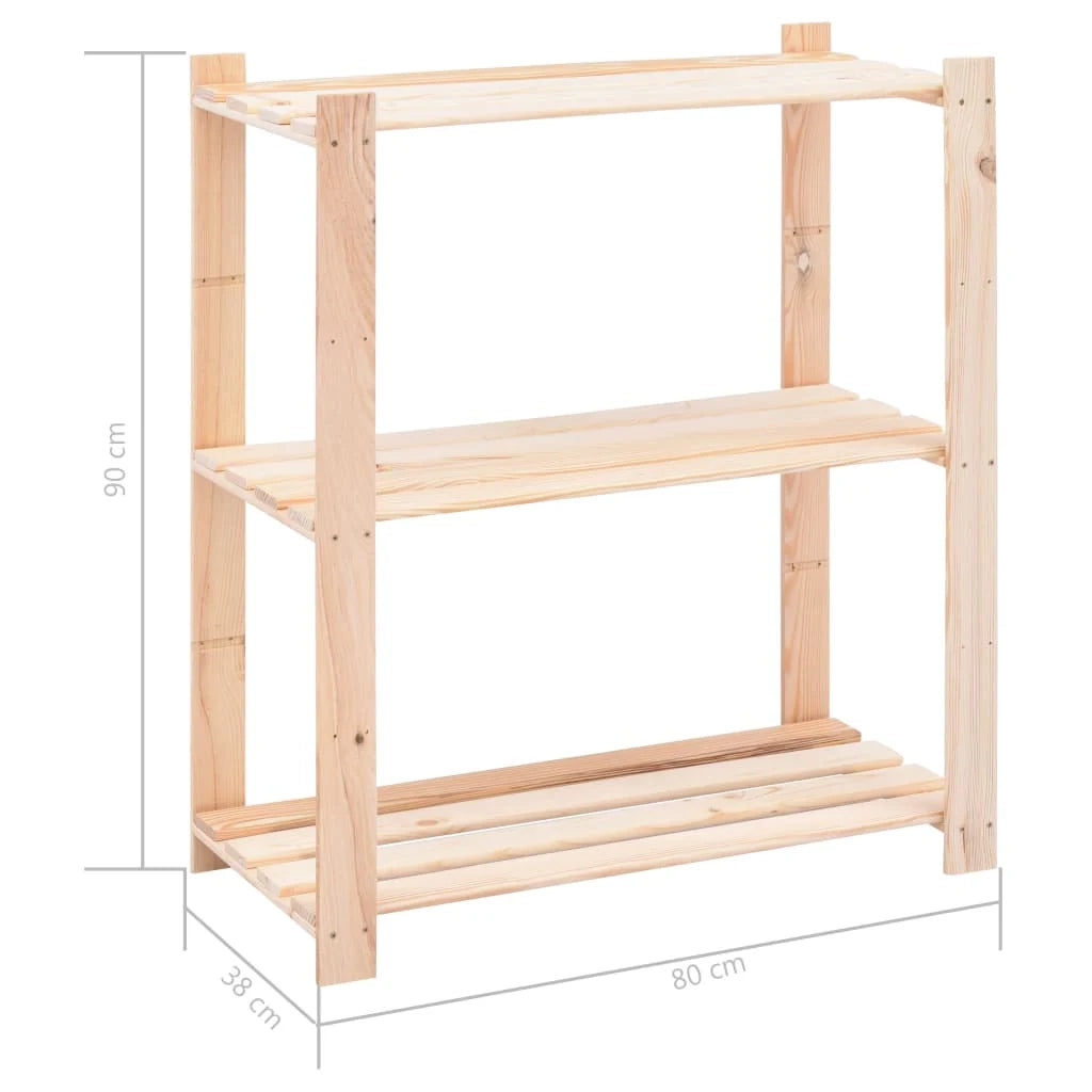 Scaffali portaoggetti a 3 livelli 10 pezzi 80 x 38 x 90 cm pino 150 kg beige 02_0045722