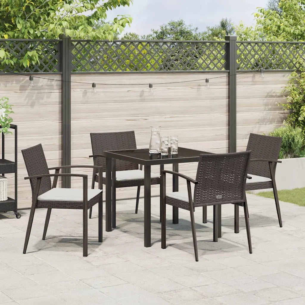 Set da Pranzo per Giardino 5 pcs Marrone e Nero Rattan in PE 3379059