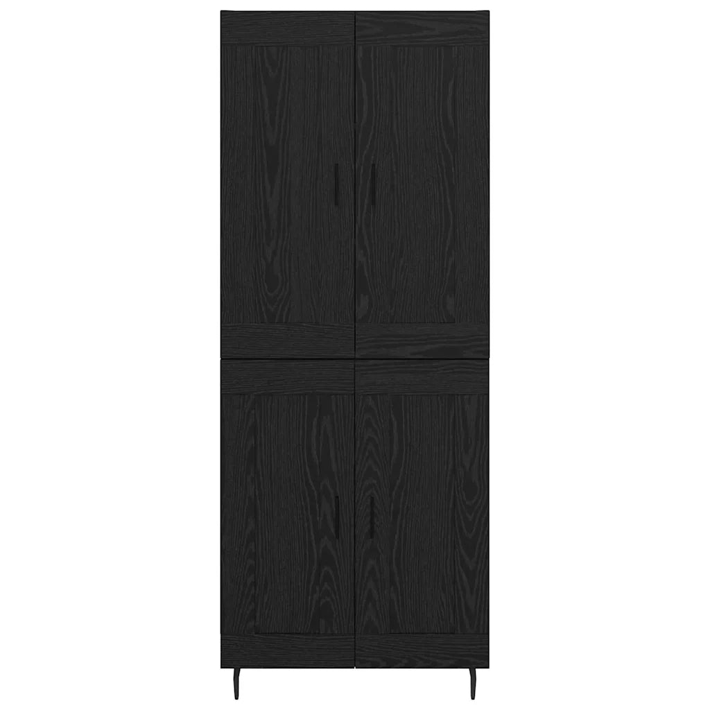 Credenza 2 pz-Set di 2 Buffet-Armadio da cucina Rovere Nero Legno Stratificato e Vetro 894978