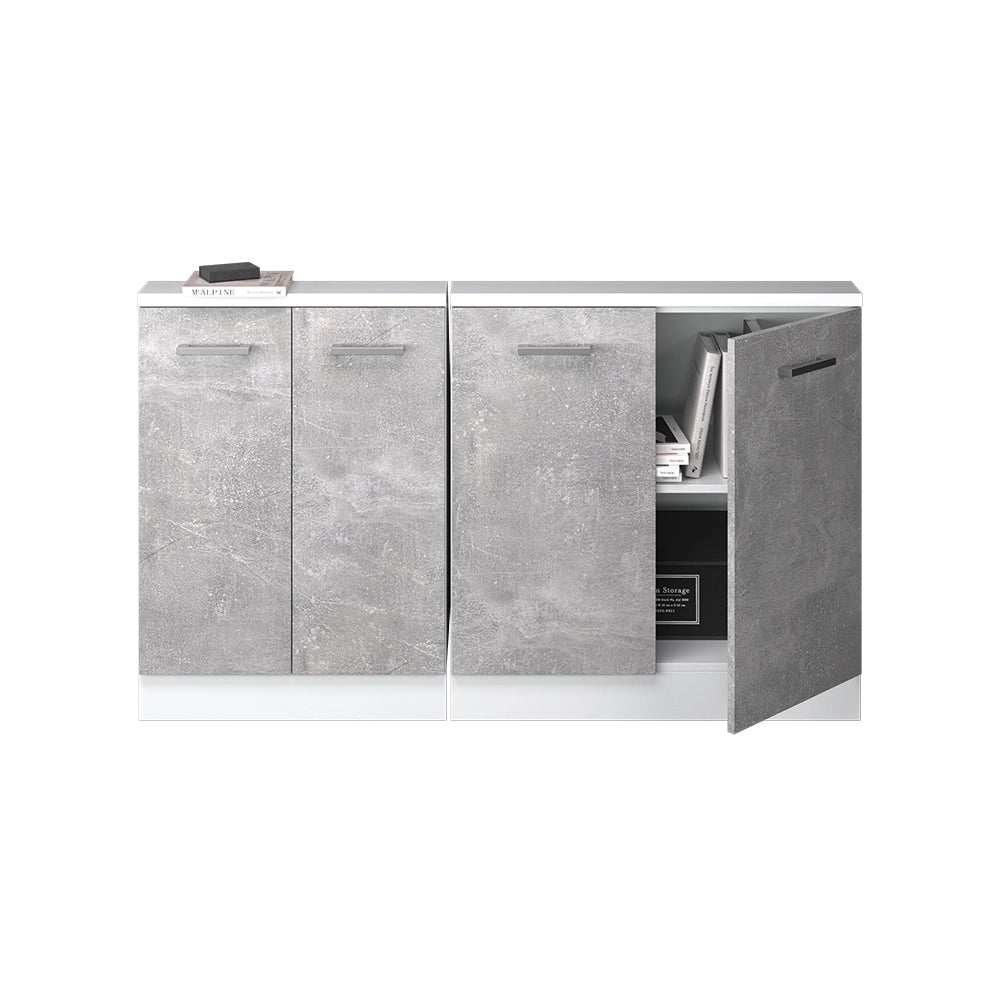 Set di mobili sottotetto Rion Calcestruzzo/Bianco Set di 2 Vicco