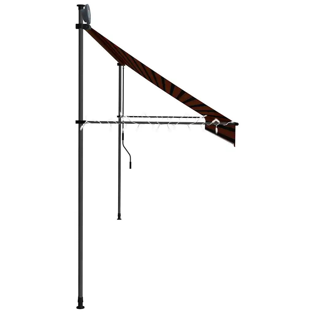 Tenda da Sole Retrattile Manuale LED-Tenda parasole per Patio 400 cm Arancione e Marrone