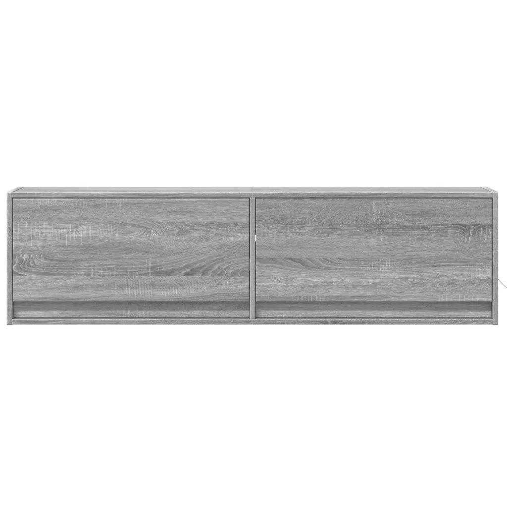 vidaXL Mobile TV a Parete con Luci LED Grigio Sonoma 140x31x38 cm