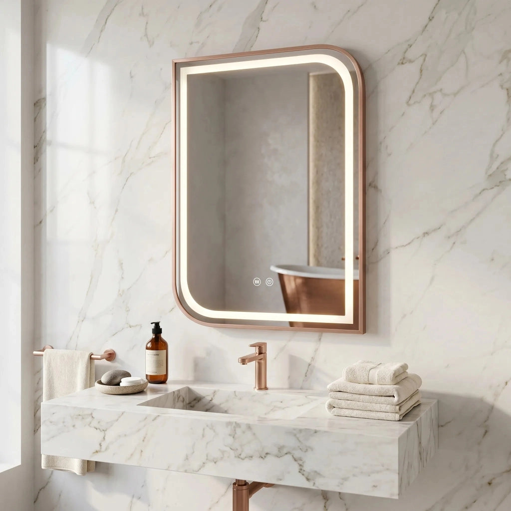 Specchio Led Zone 80x60 Brush Rose Gold