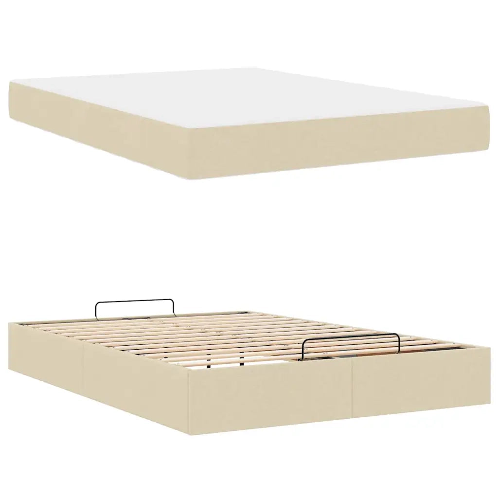 vidaXL Struttura del letto con materasso Crema 140 x 190 cm Tessuto