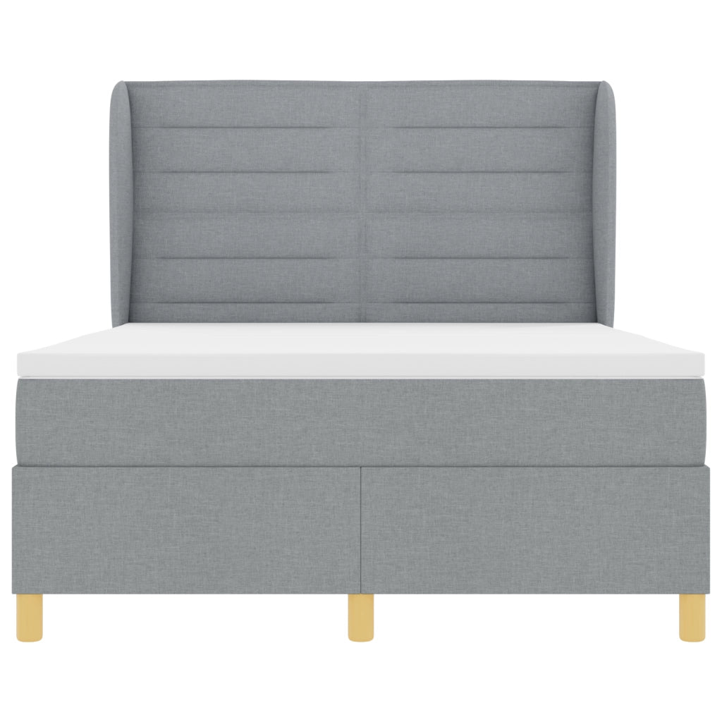 Letto Box Spring con Materasso Grigio Chiaro 140x200 cm Tessuto