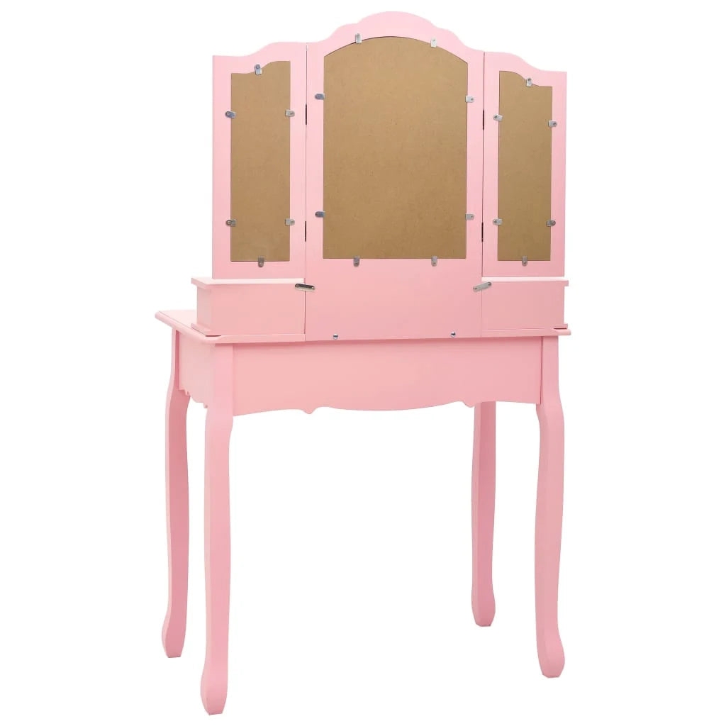 Set toeletta con sgabello 80 x 69 x 141 cm rosa 02_0006325