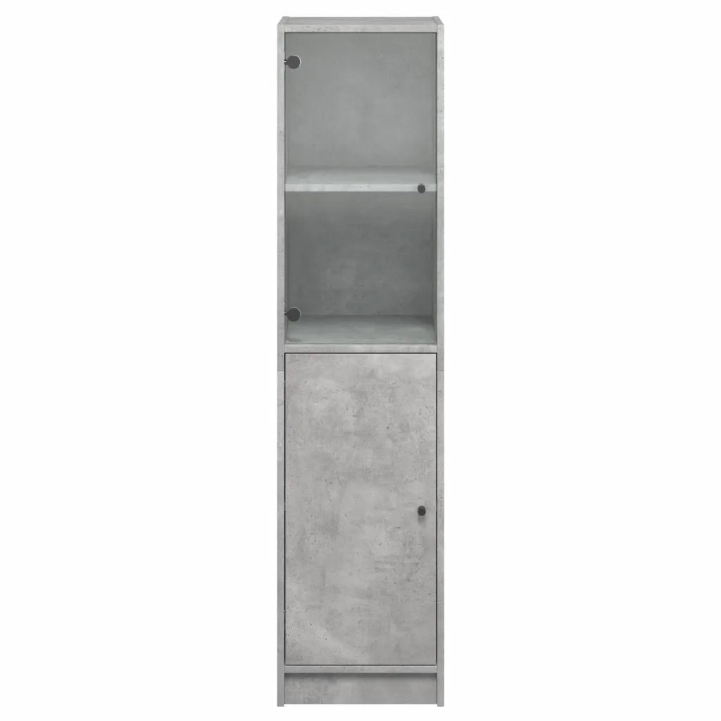 Credenza con Anta-Buffet-Armadio da cucina in Vetro Grigio Cemento 35x37x142 cm