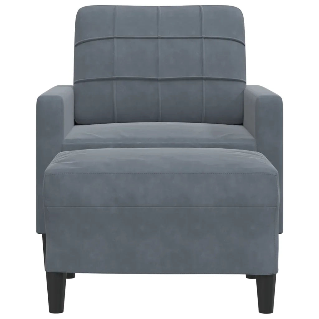 Poltrona | Sedia Relax con Poggiapiedi Grigio Scuro 60 cm in Velluto