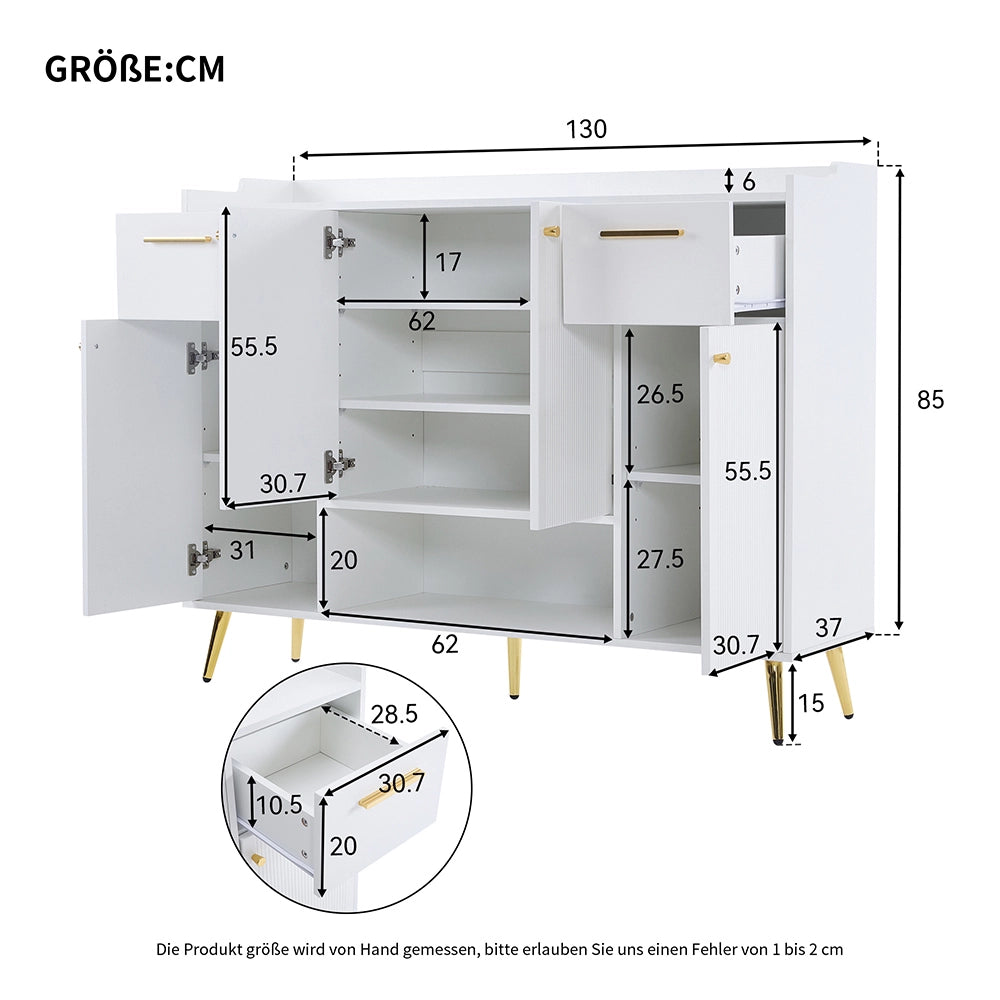 Armoire ?? chaussures avec tiroirs - Xylo - L130xP37xH100 - Blanc - Pieds en m??tal