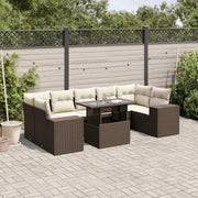 vidaXL Set Divani da Giardino 8 pz con Cuscini Marrone in Polyrattan