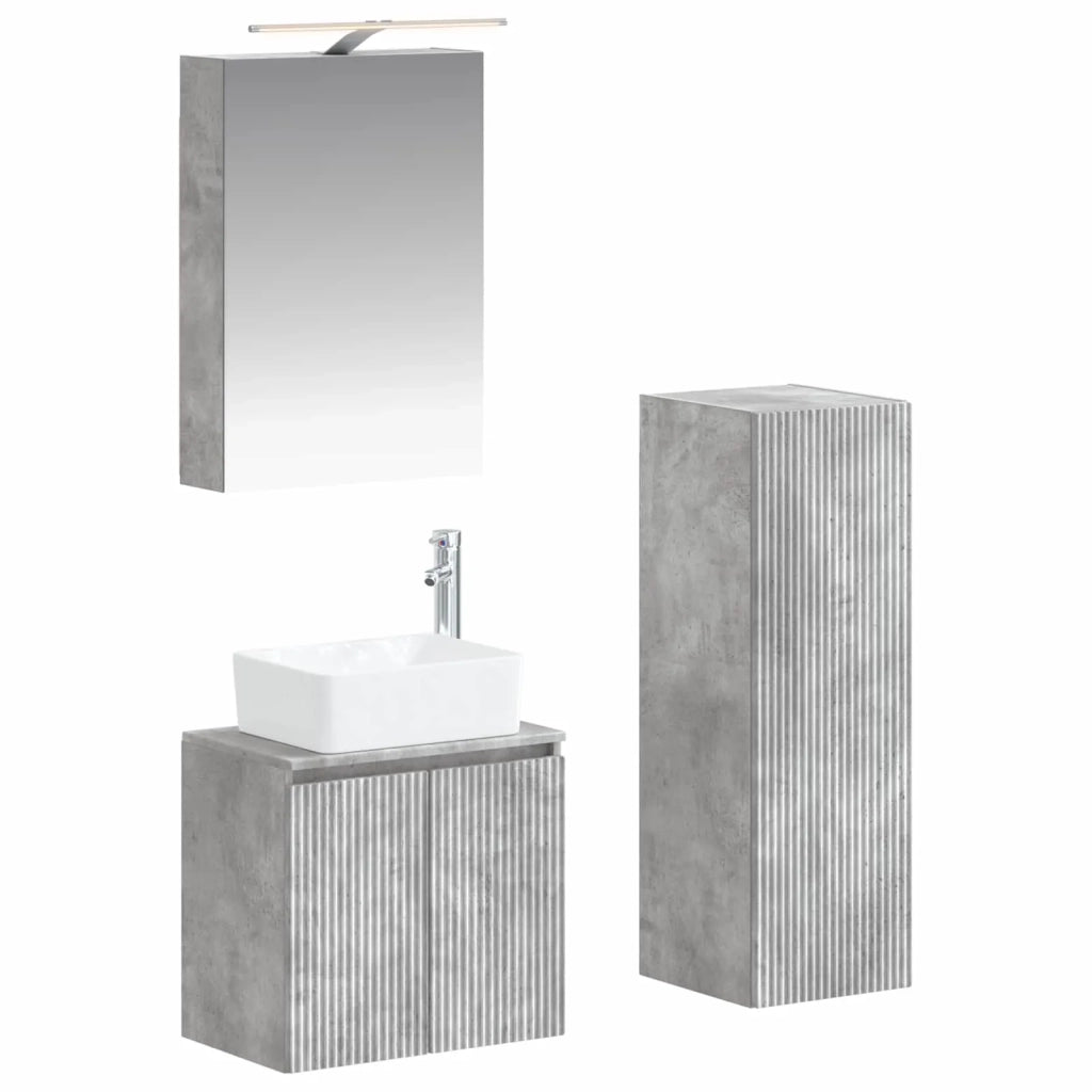 Set di mobili per il bagno 4 pcs Grigio Cemento 3407434