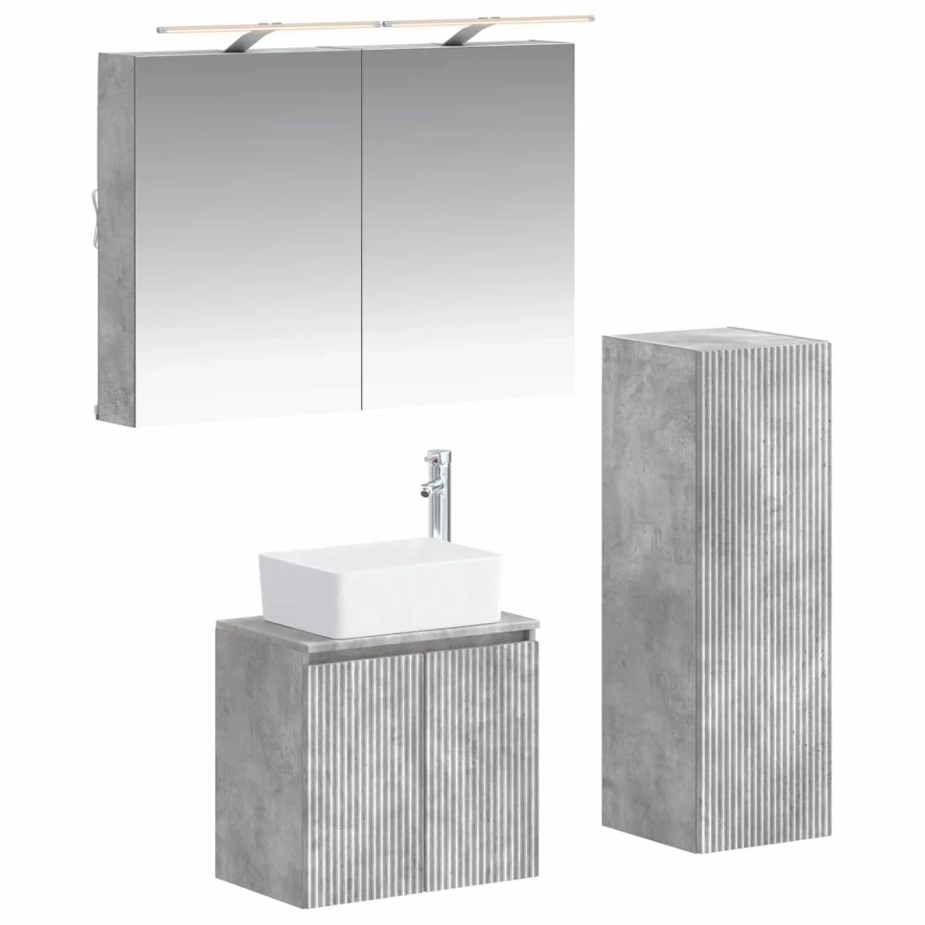 Set di mobili per il bagno 4 pz Grigio Cemento 3407434