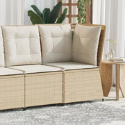 Divano Angolare da Giardino con Cuscini-Sofa da Giardino-Divanetto da esterno Beige in Polyrattan 372030