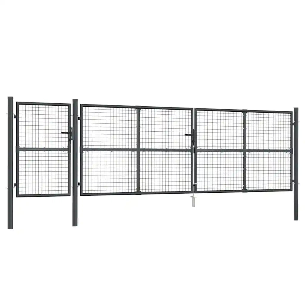 Cancello da Giardino in Rete Antracite 500x125 cm in Acciaio Zincato 154549