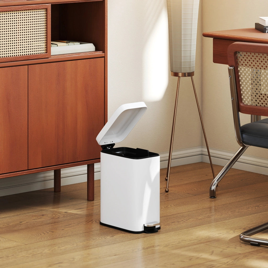 Pattumiera con Pedale in Metallo ¨C Xylo ¨C 5L Bianco con Secchio Interno