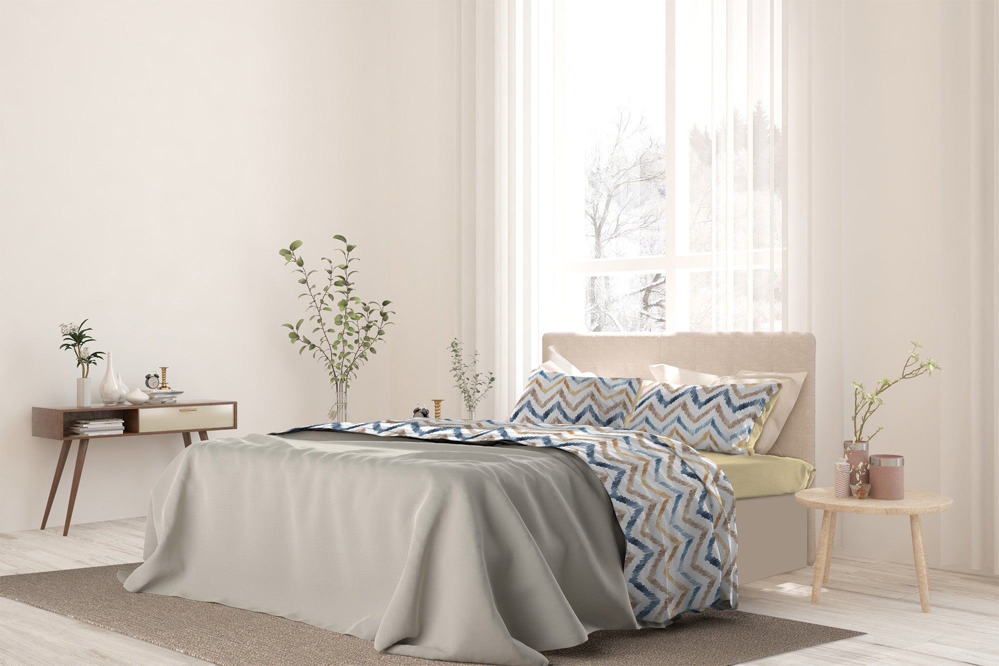 Set Lenzuola Singolo con Stampa Sopra Sotto e Federe Hippy