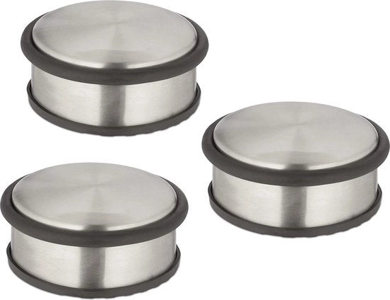 Set di fermatufe per porte da 3 - 45 x 105 cm - piano e pesante - parafanghi - protezione porta - argento/nero