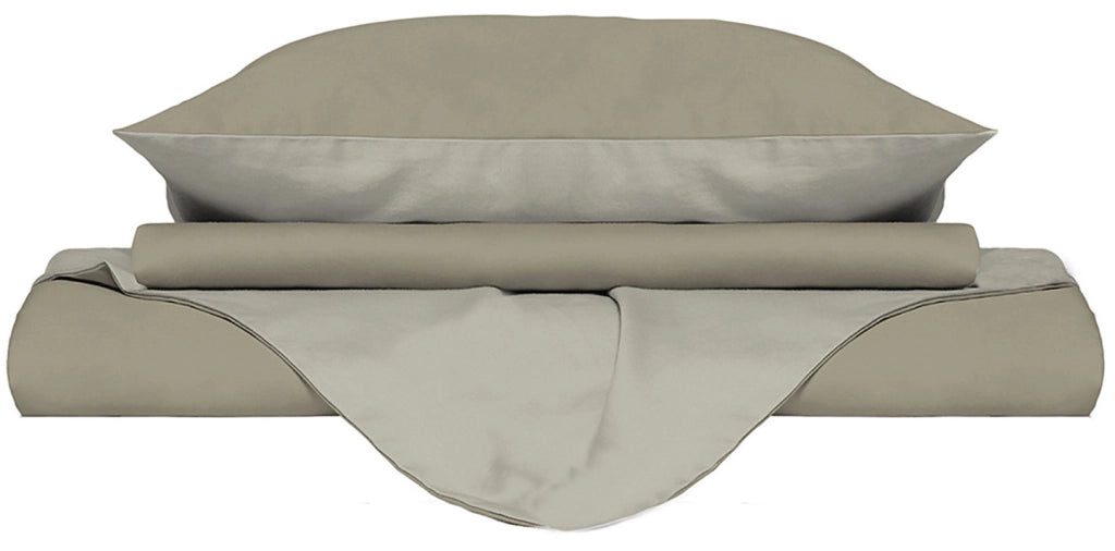 Copripiumino con Sacco e Federe Doubleface Tortora/Panna 1 Piazza e Mezzo