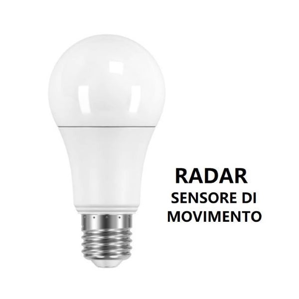 LAMPADINA LED CON SENSORE DI MOVIMENTO RADAR E27 LUCE CALDA 2700K BOT LIGHTING
