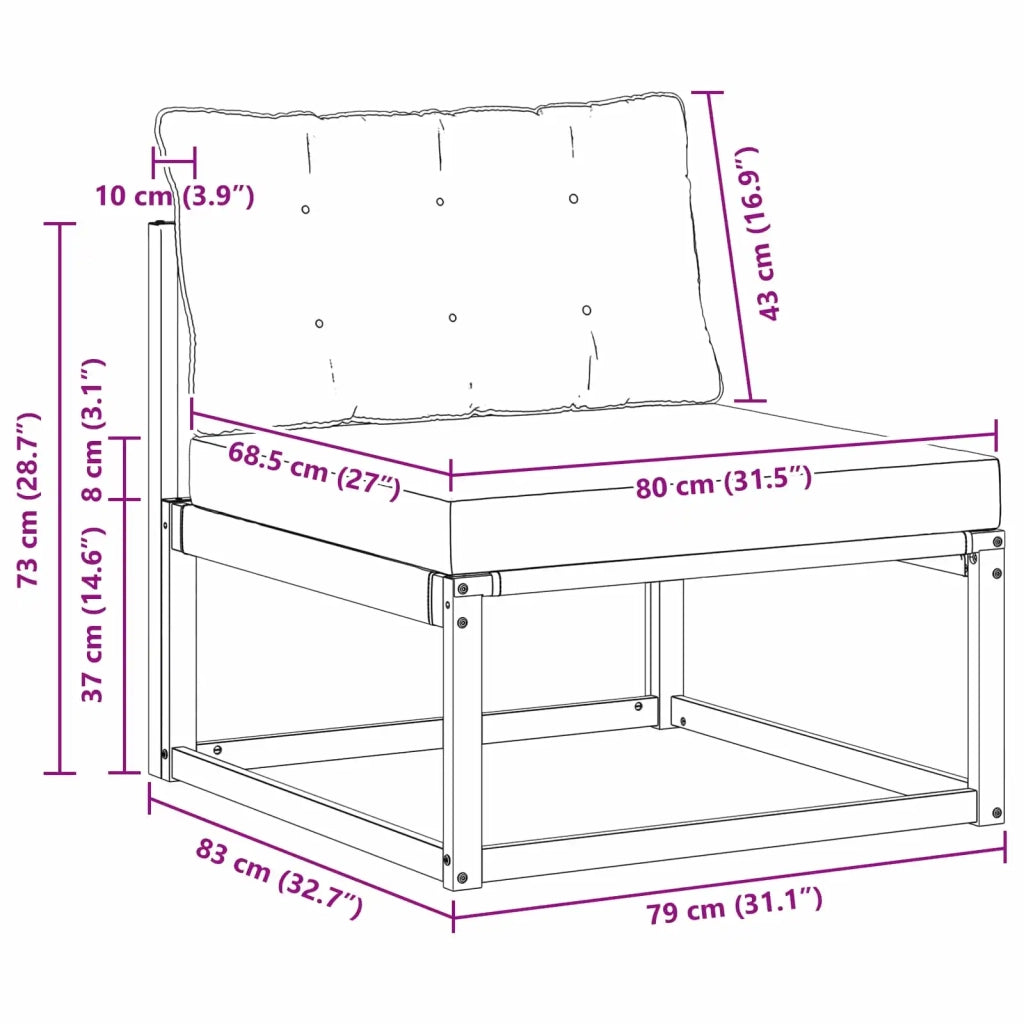Divano centrale per esterno Bianco 79 x 83 x 73 cm acciaio 901637