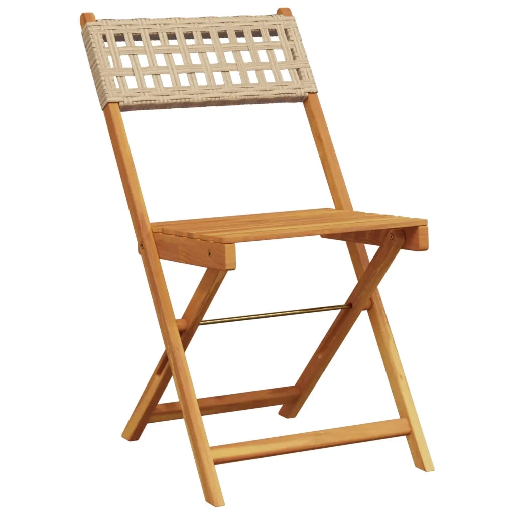 Set da Bistrot 3 pz | Set Salotto da Giardino Beige in Polyrattan e Legno Massello