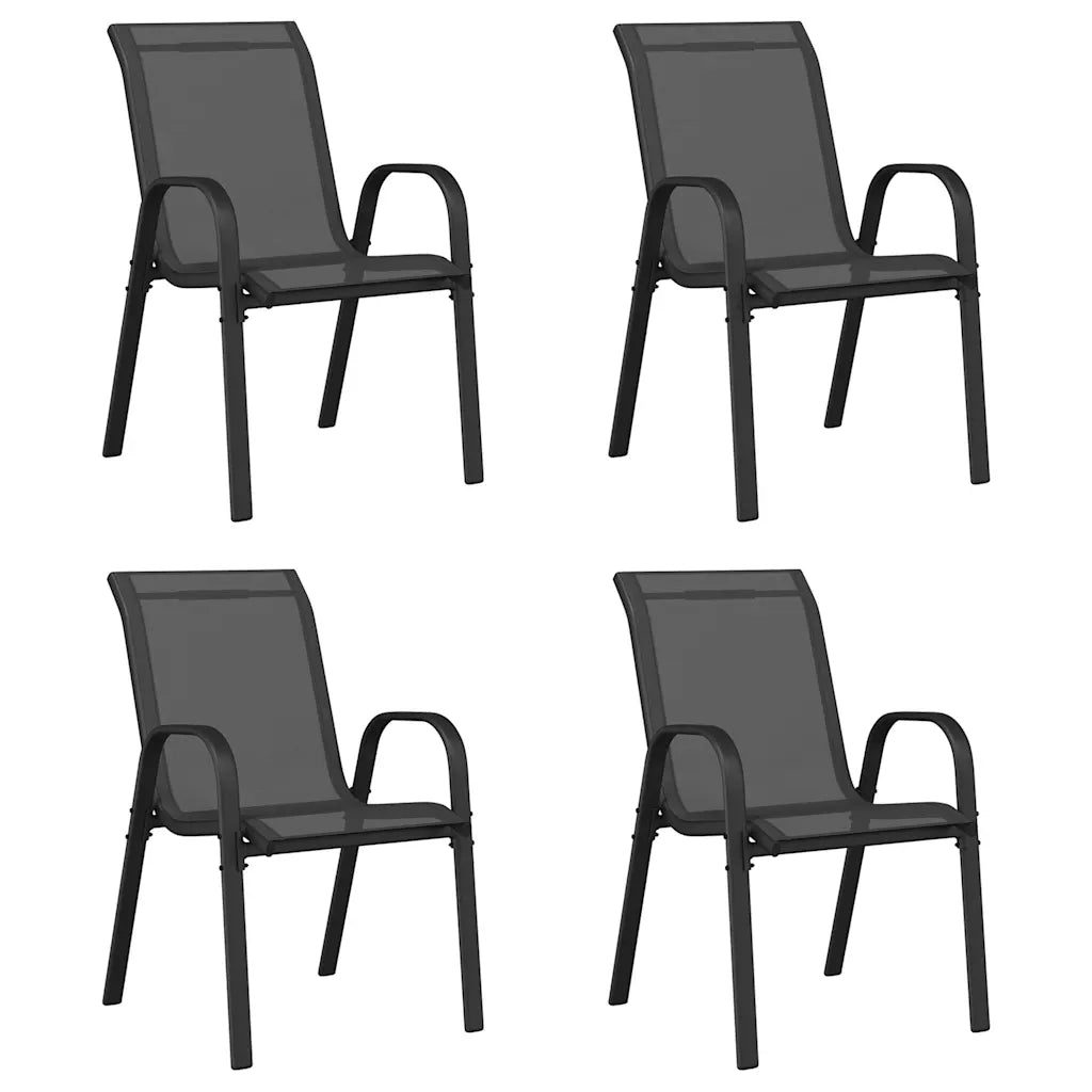 Sedie da Giardino Impilabili 4 pz in Tessuto Textilene Nero 318780