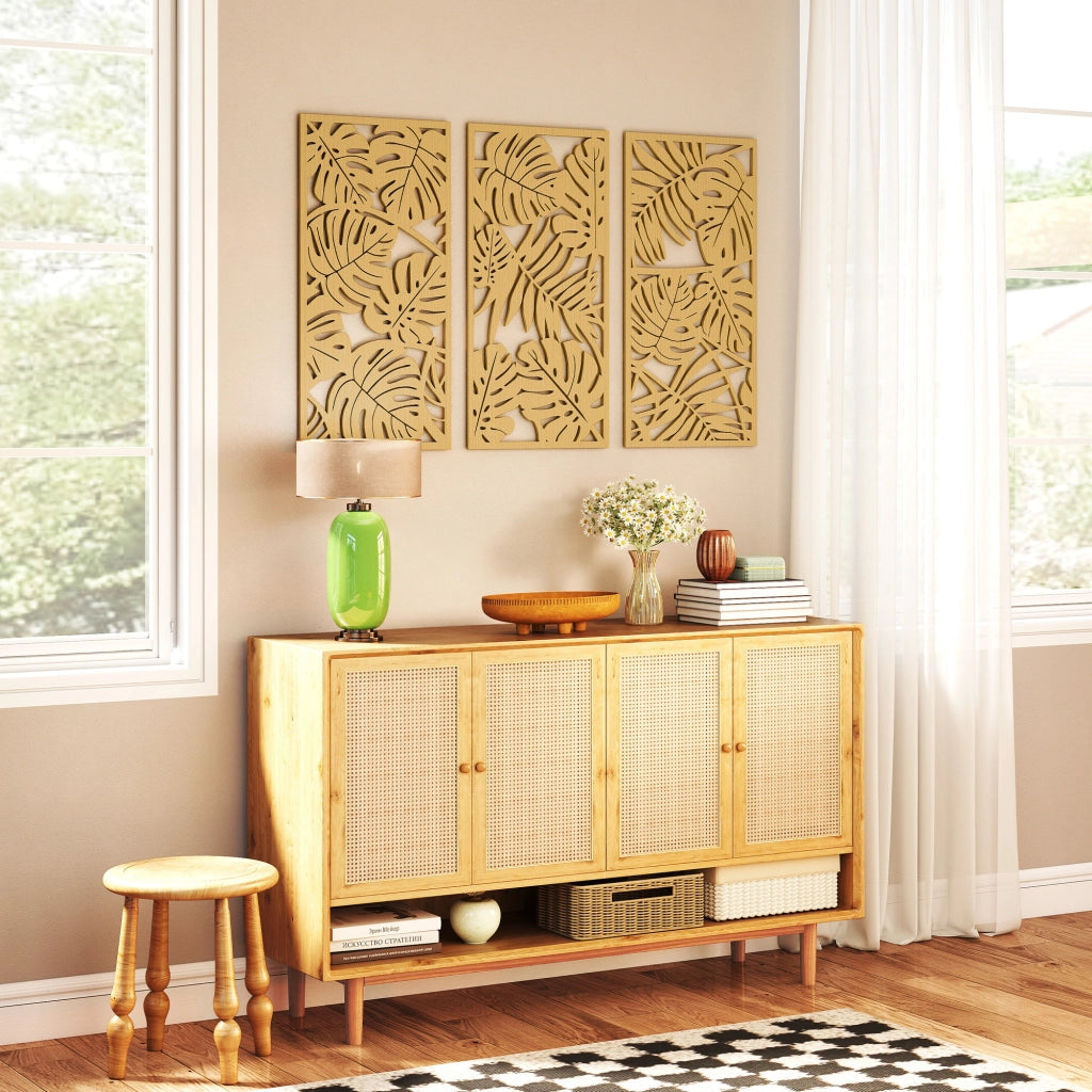 Pannello Decorativo 3D ¨C zephmum ¨C 3 Pezzi 40x80 cm Legno Naturale