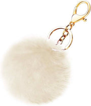 Pompon di Coniglio Finto per Borse e Zaini | Beige | Accessori per Bagaglio | Charme a Pelo | 8cm x 8cm