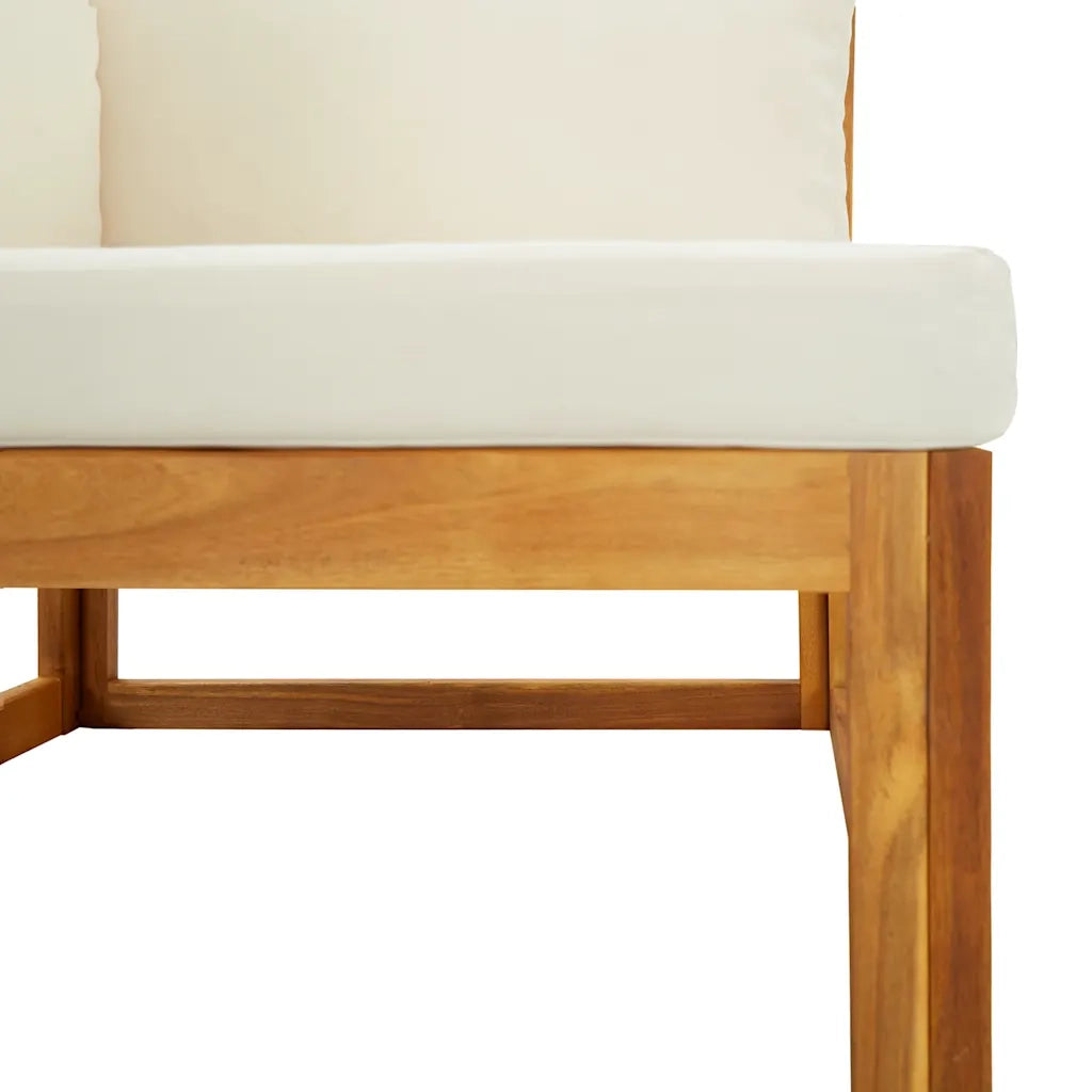 Divano Angolare Modulare Cuscini Bianco Crema Massello d'Acacia 311861
