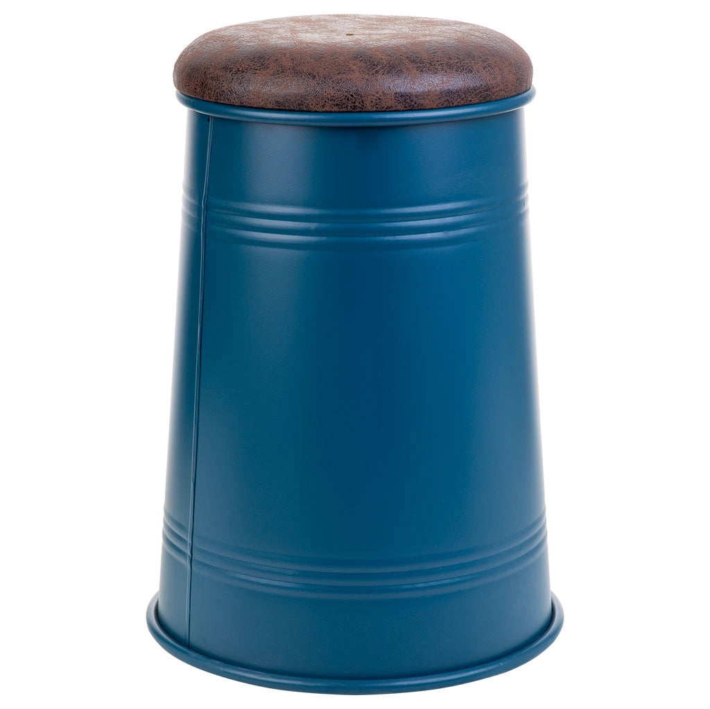 Sgabello in metallo rivestito stampato blu 33x47