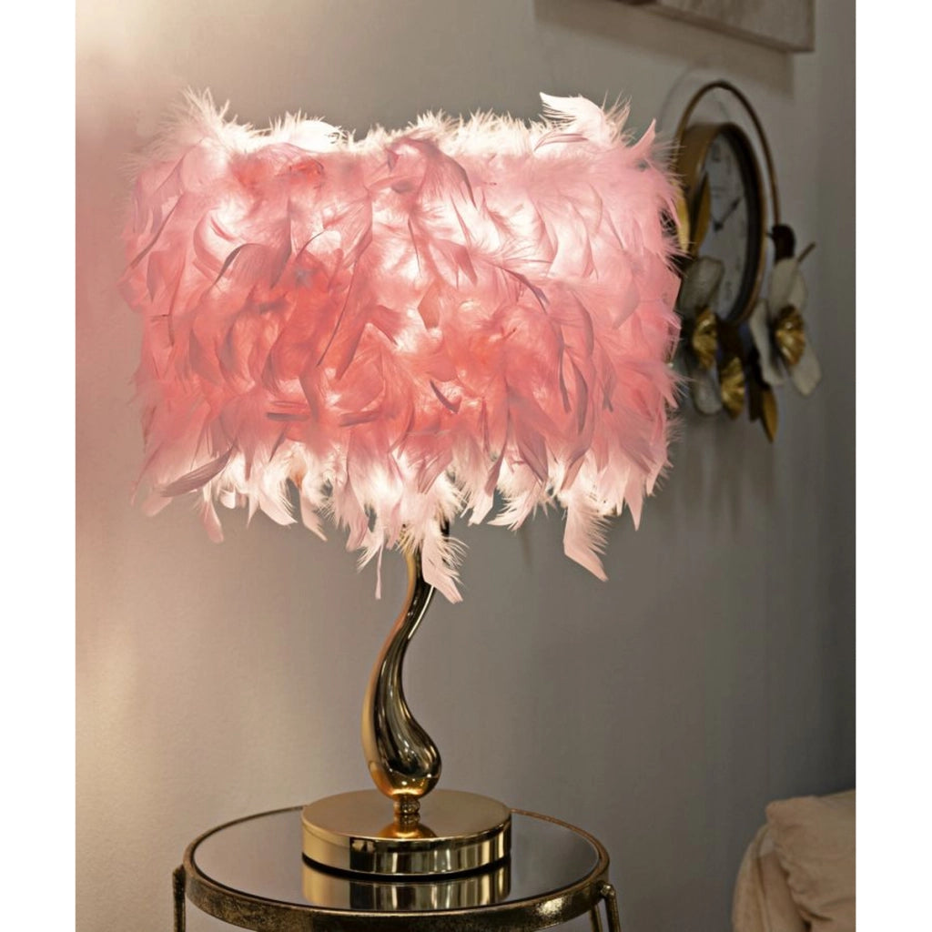 Lampada da Tavolo Piume 4, Rosa, Metallo, 25x25x47 cm