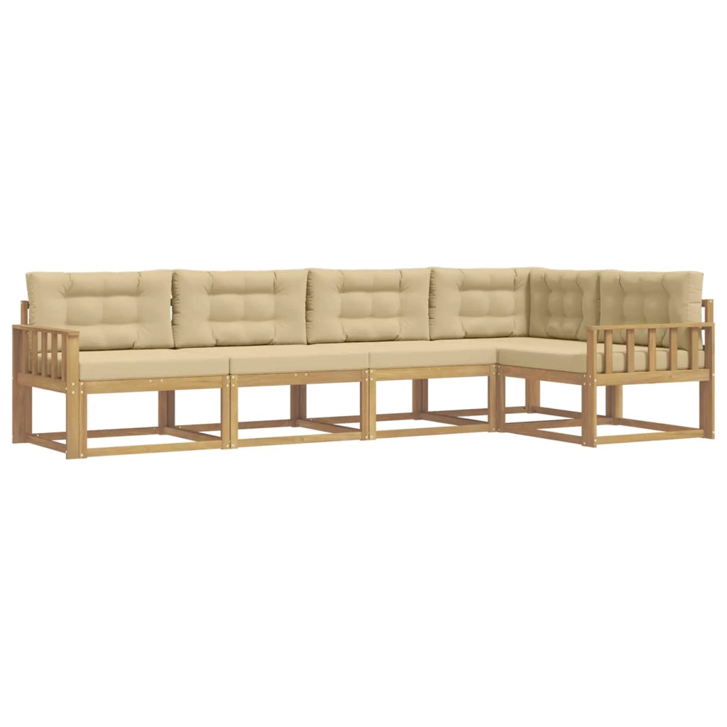 Set di divani da esterno 4 pcs Bianco e Beige Poliestere 3386442