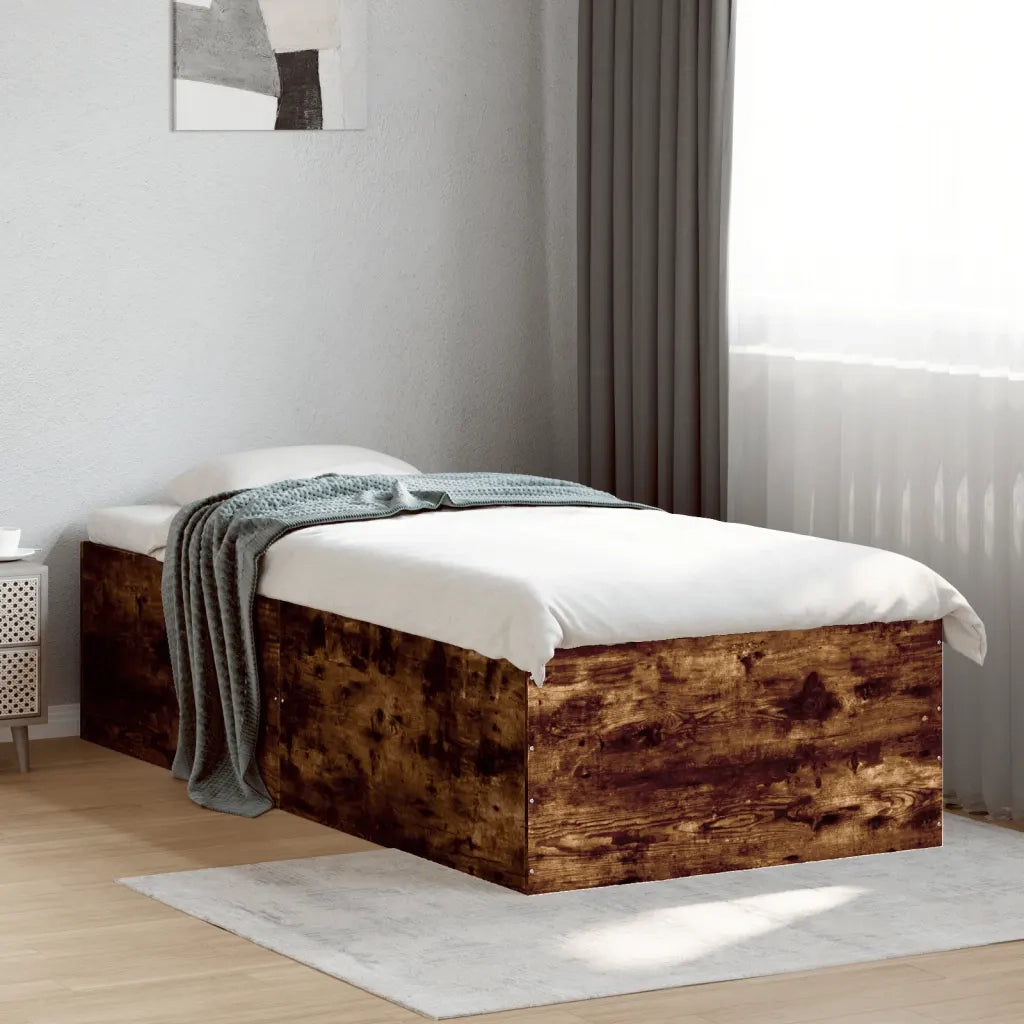 Giroletto-Struttura Letto Rovere Fumo 75x190 cm in Legno Multistrato 739932