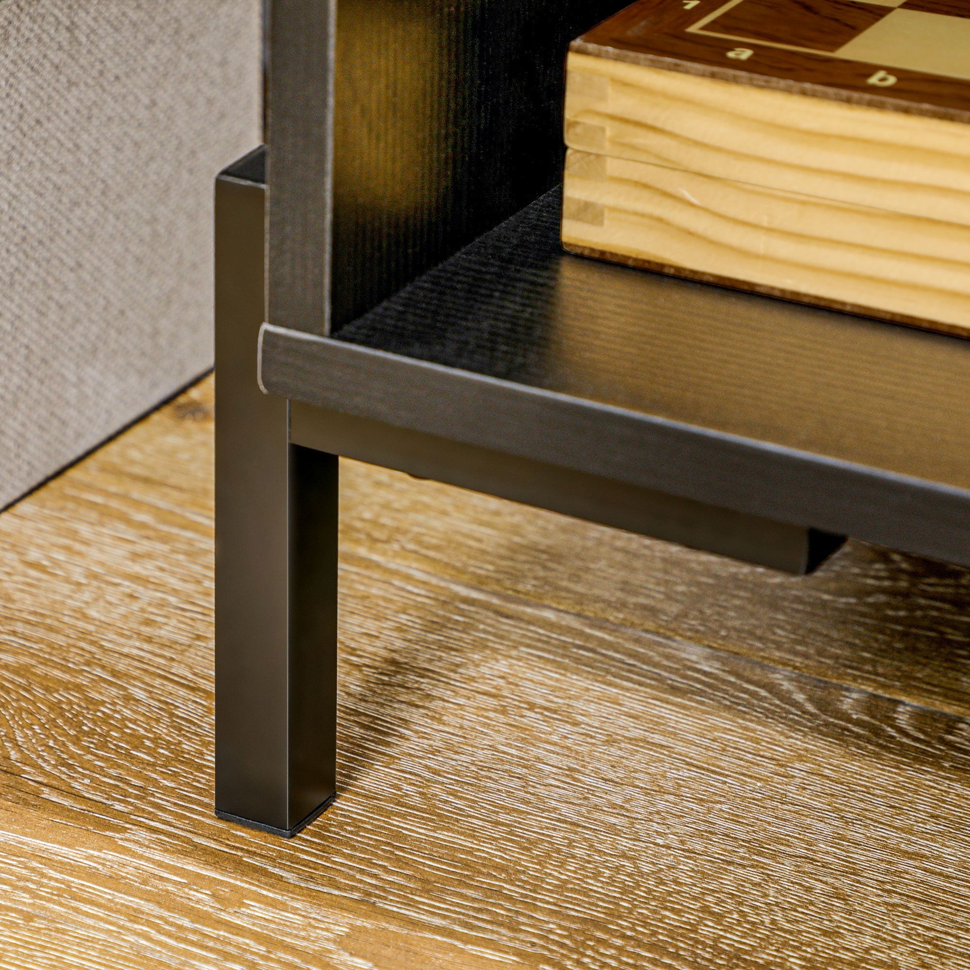 Mobiletto da Salotto 5 Ripiani 2 Ante 120x40x74 cm in Truciolato Nero