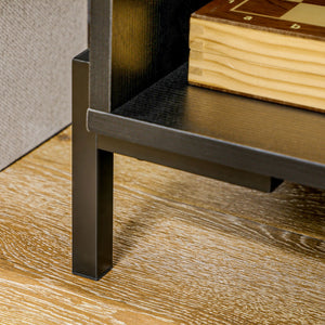 Mobiletto da Salotto 5 Ripiani 2 Ante 120x40x74 cm in Truciolato Nero