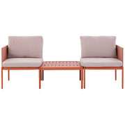 Set soggiorno giardino 2 posti in metallo robusto color arancio bianco esterno