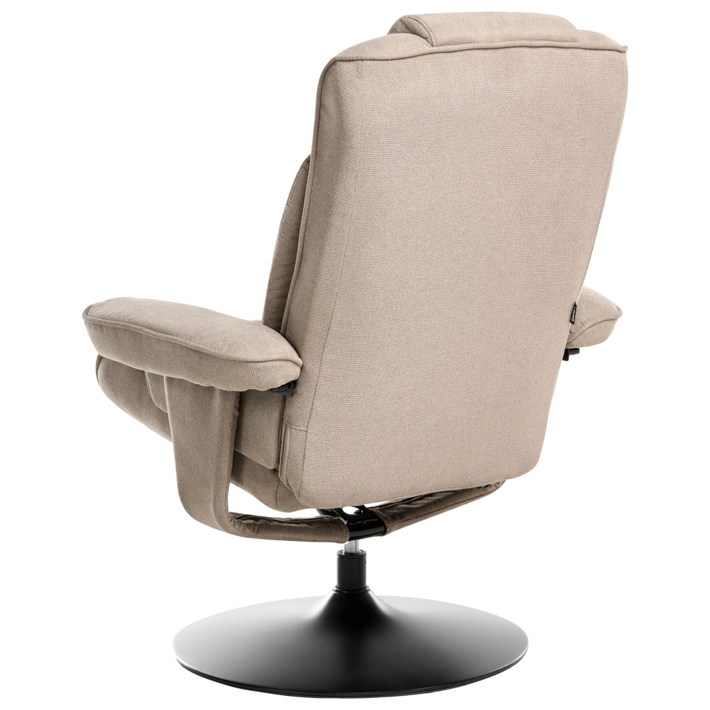 Poltrona reclinabile Taupe con poggiapiedi Poylester Tessuto girevole imbottito Struttura in metallo Design retrò