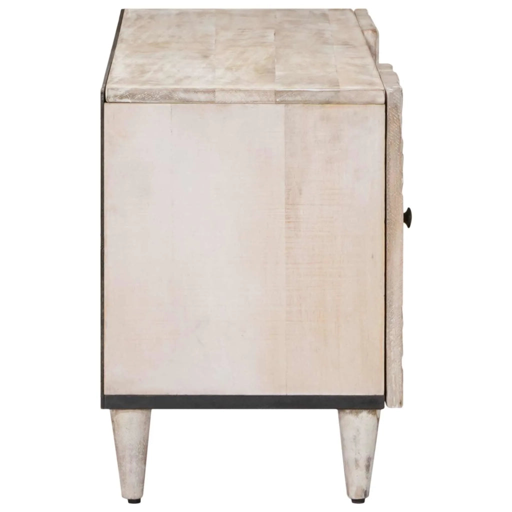 Mobile TV Bianco 105 x 33,5 x 46 cm Legno di mango massello 4018382